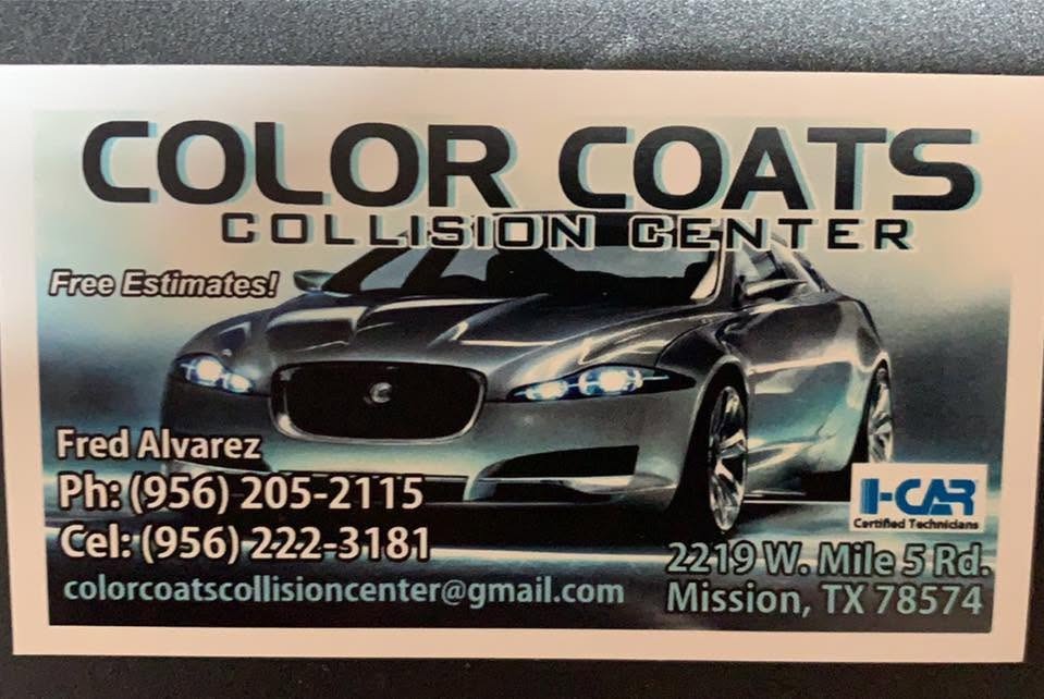Color Coats Collision Center business card